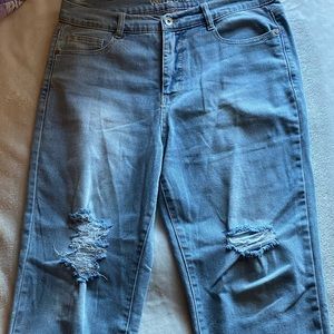 Straight legged ripped jeans